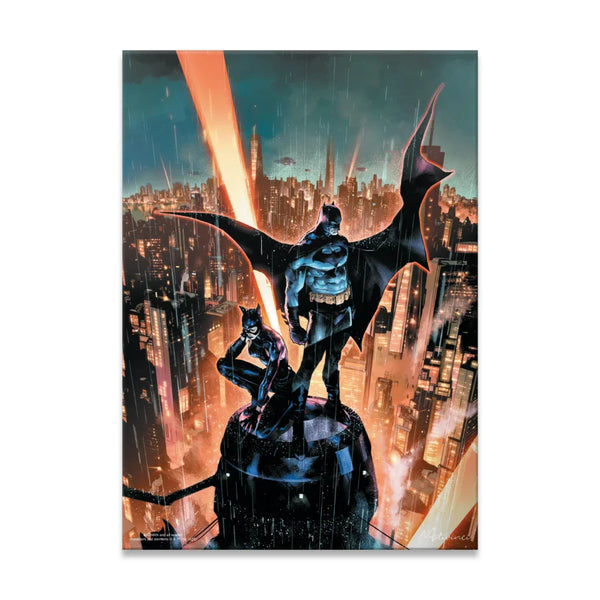 Gotham's Watch Batman and Catwoman Over the City